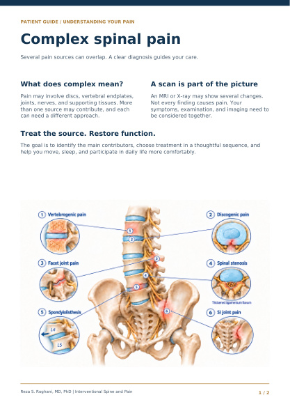 Complex spinal pain brochure cover